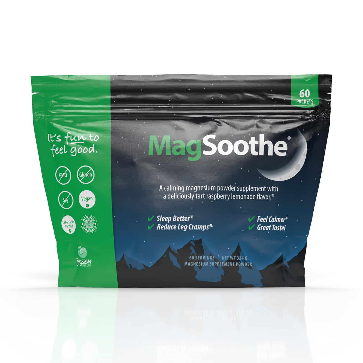 Jigsaw Health MagSoothe Poudre de Magnésium Glycinate sachet avant