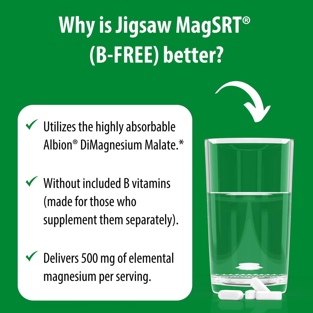 Jigsaw Health MagSRT B-Free comprimés dans un verre