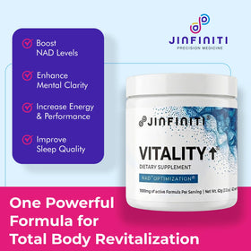 Jinfiniti Vitality NAD+ Optimisation 118g vue de haut avec dosette