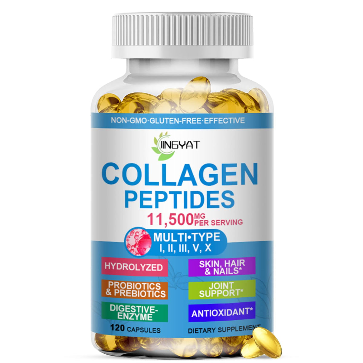 JINGYAT Collagène Peptides Softgels 109g, vue de face