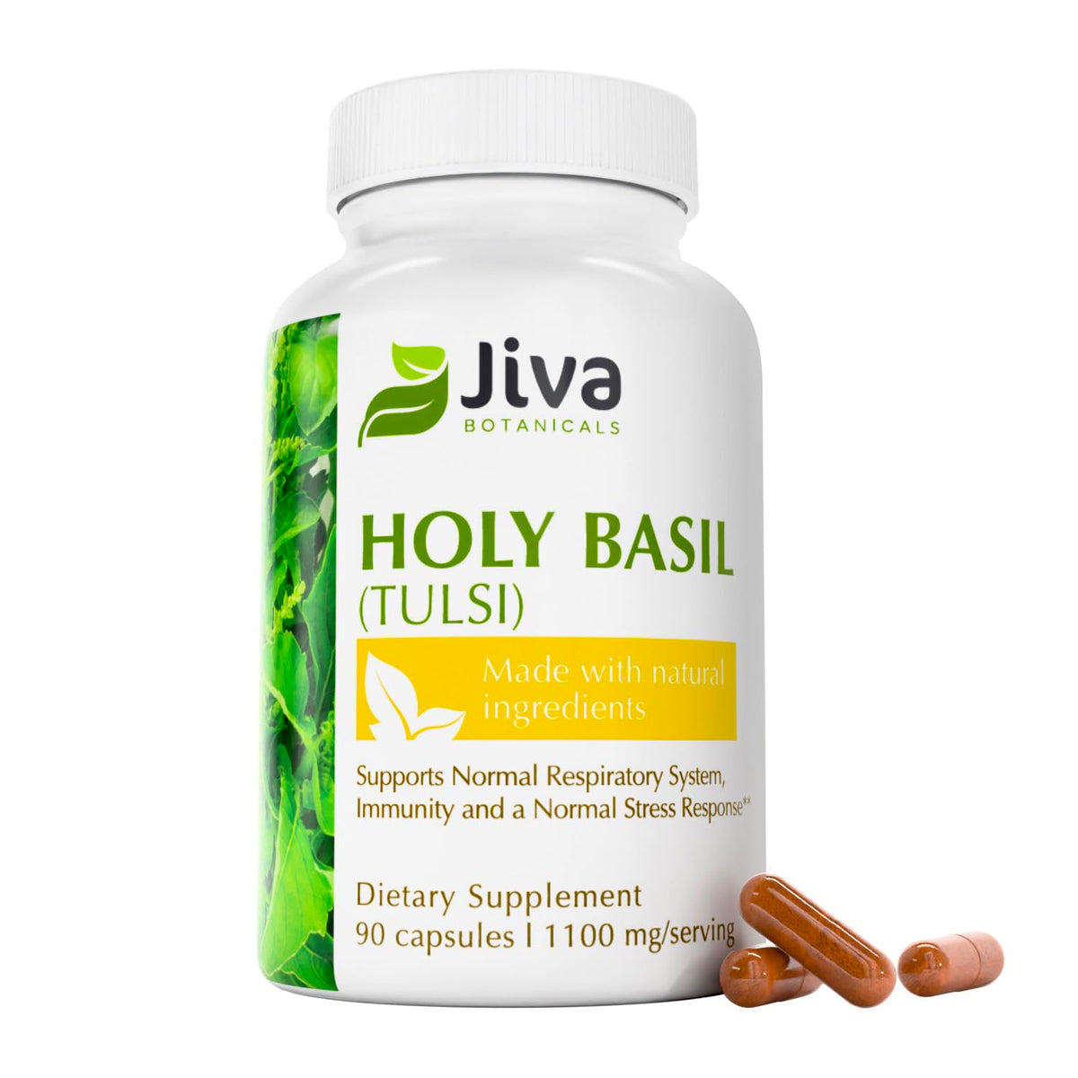 Jiva Botanicals Capsules Basilic Sacré 1100mg - vue avant de l'emballage