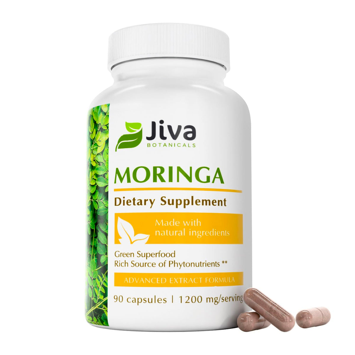 Jiva Botanicals capsules de Moringa 90 unités vue de face