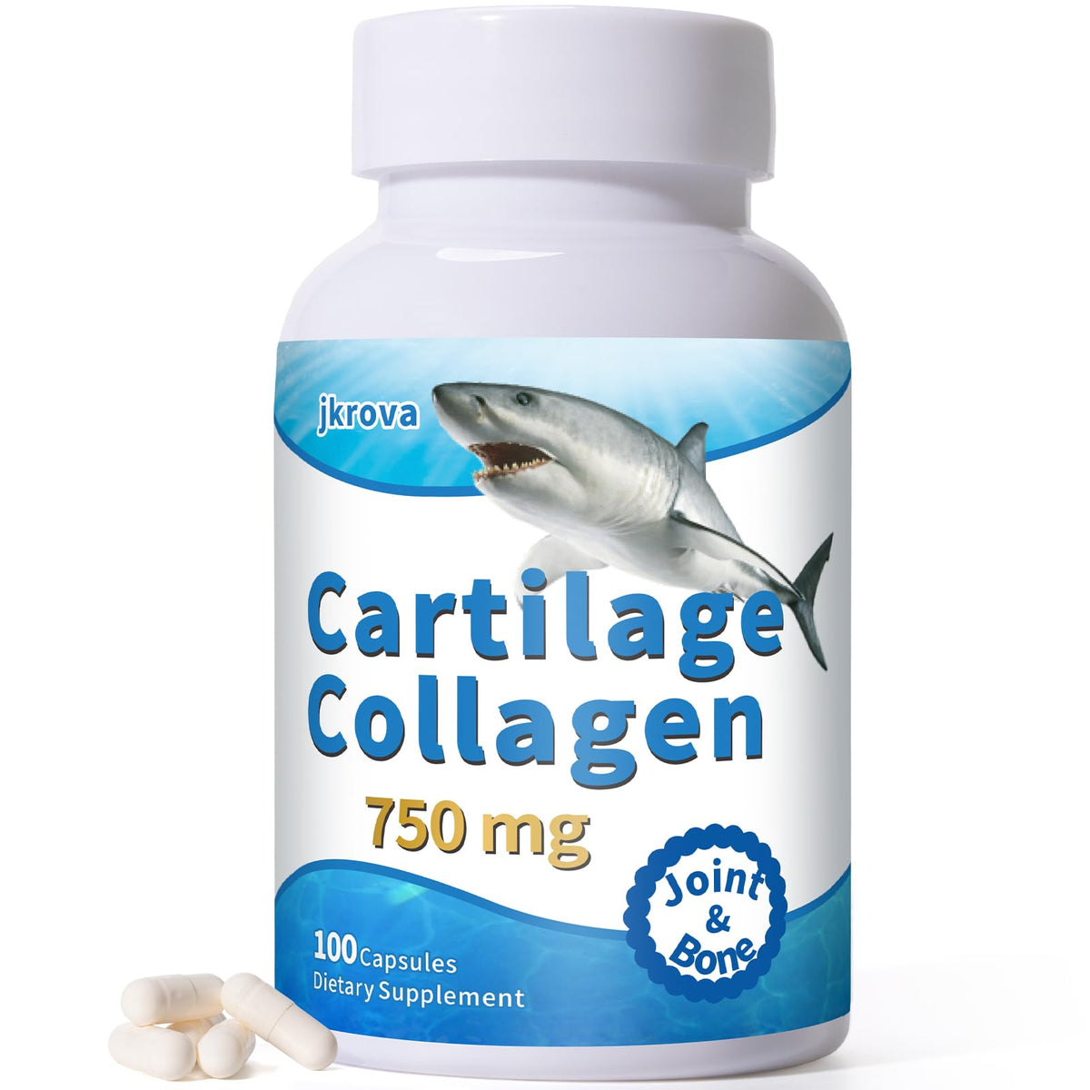 Jkrova Cartilage 750mg boîte avant avec 100 capsules