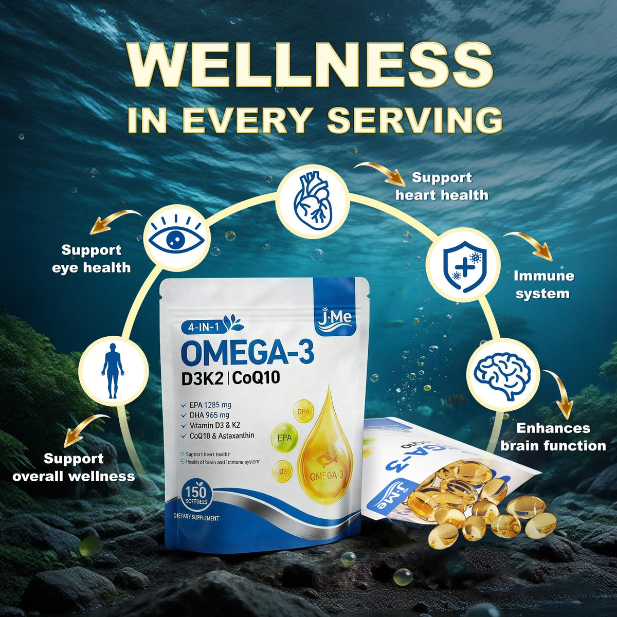JME Omega 3 Gélules avec focus sur le goût citron