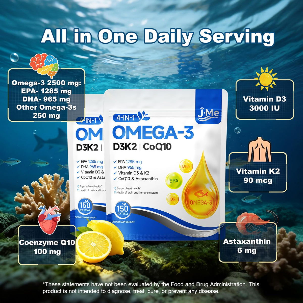 JME Omega 3 Gélules dans l'emballage - 300 unités