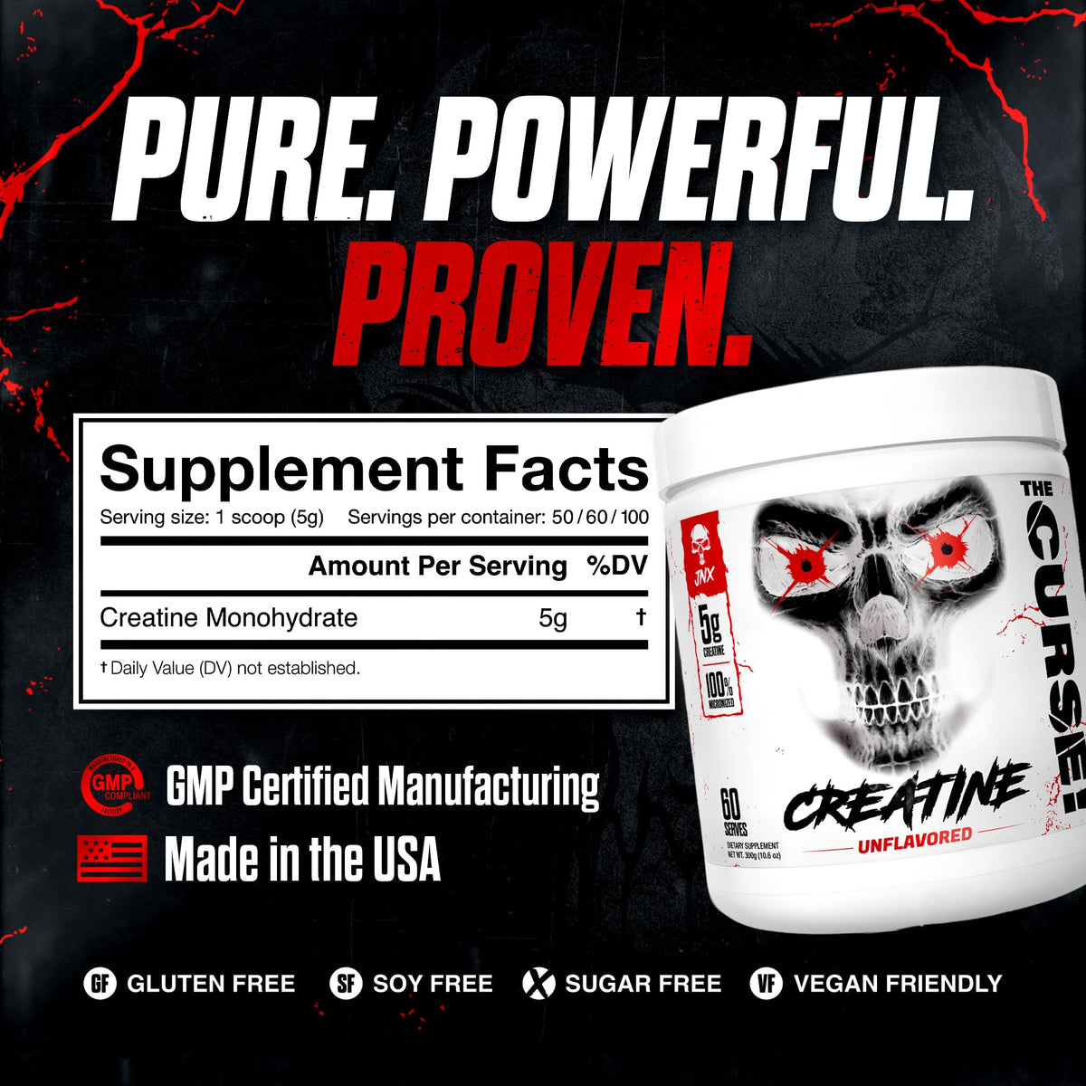JNX SPORTS Creatine Monohydrate 500g emballage