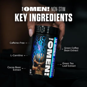 JNX SPORTS The Omen! Brûleur de graisse non-stimulant avec étiquette et contenu