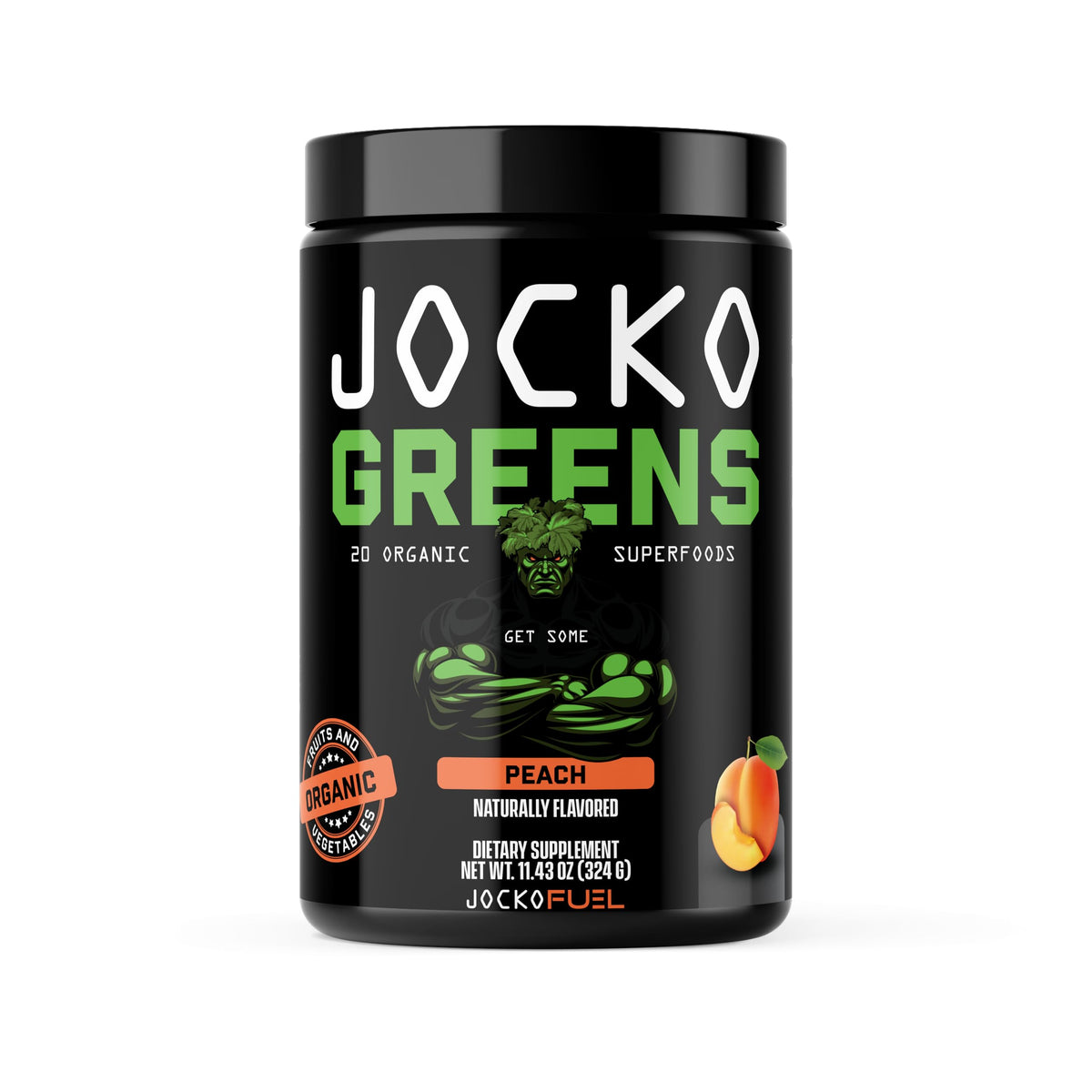 Jocko Fuel Daily Greens Poudre Superaliment 30 Portions, Pêche vue avant