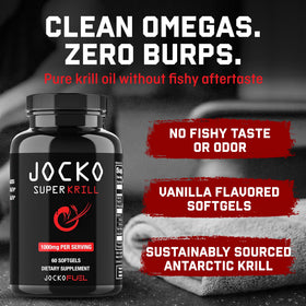 Jocko Fuel Huile de Krill Antartique 1000mg gélule sur fond blanc