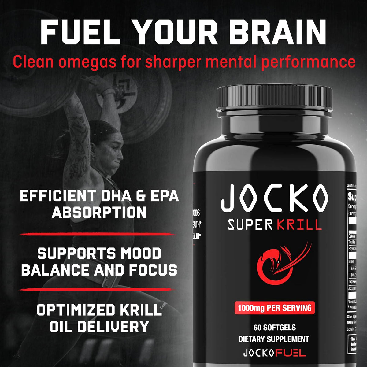 Jocko Fuel Huile de Krill Antartique 1000mg gélules à l'intérieur