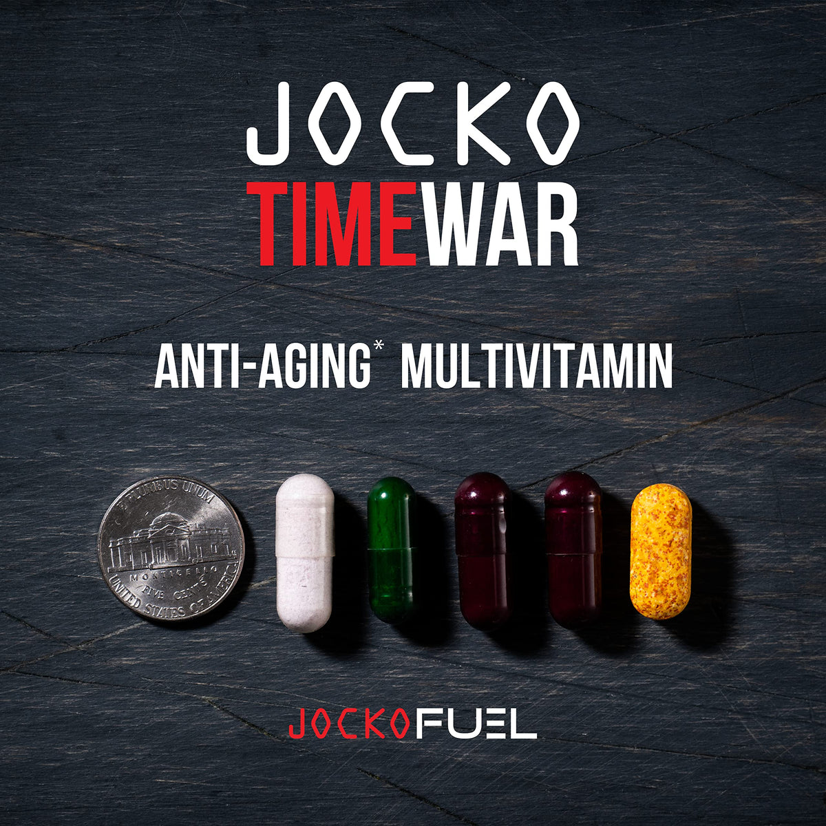Jocko Fuel Multivitamines, contenu d'un sachet sur une table