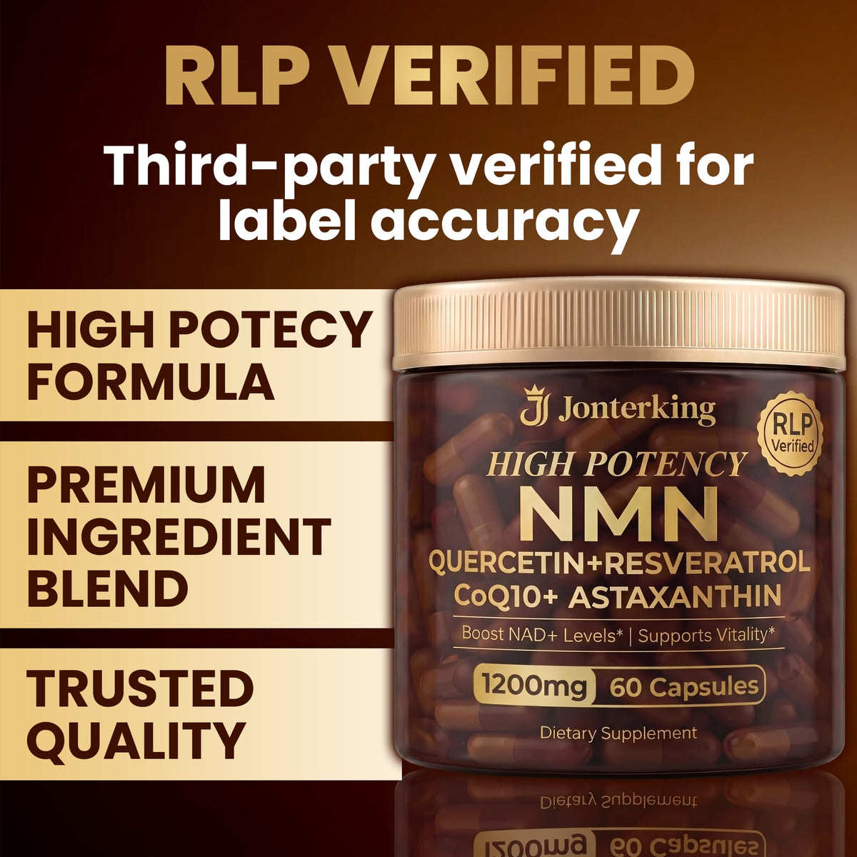JonterKing NMN 1200mg avec des légumes en arrière-plan