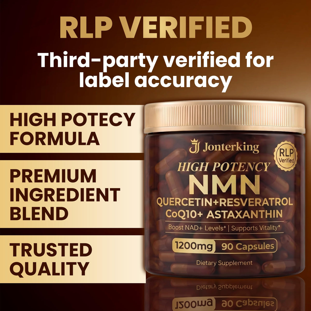 JonterKing NMN 1200mg, présentation avec fruits antioxydants
