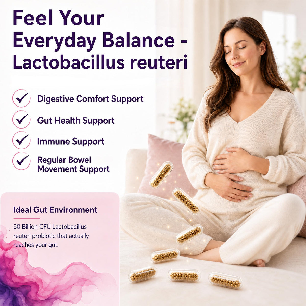 Jorrwatee Lactobacillus Reuteri capsules with measurement