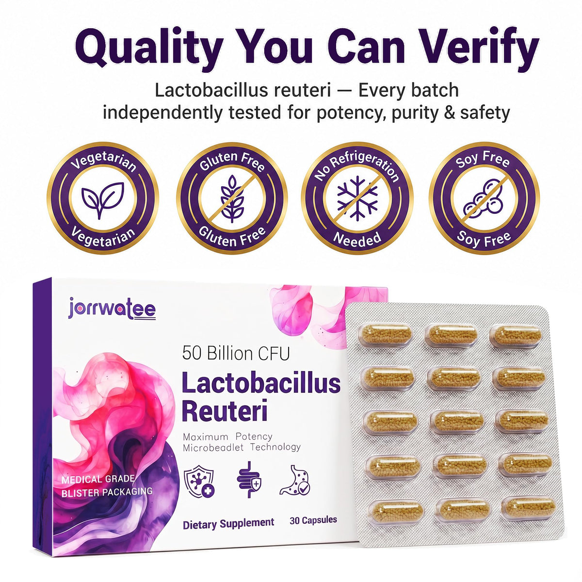 Jorrwatee Lactobacillus Reuteri packaging dimensions