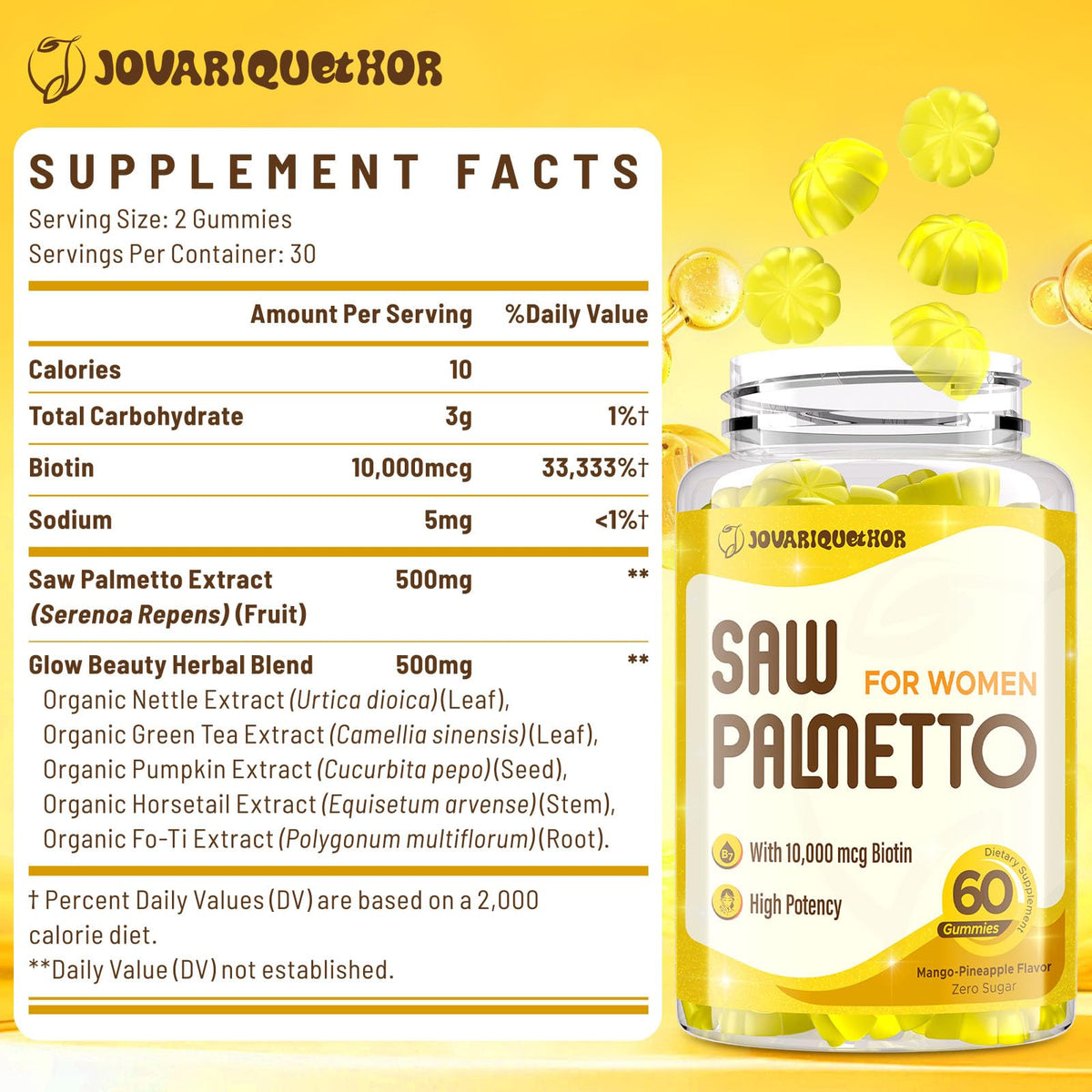 Jovariquethor Saw Palmetto 500mg gélules avec une vue de côté
