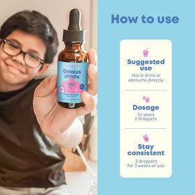 JoySpring Genius Kids Focus Drops SmartBerry Vanille bouteille ouverte