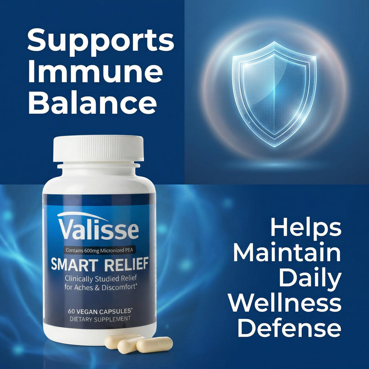 Jqewlg Valisse Smart Relief Pea 600mg capsules side view