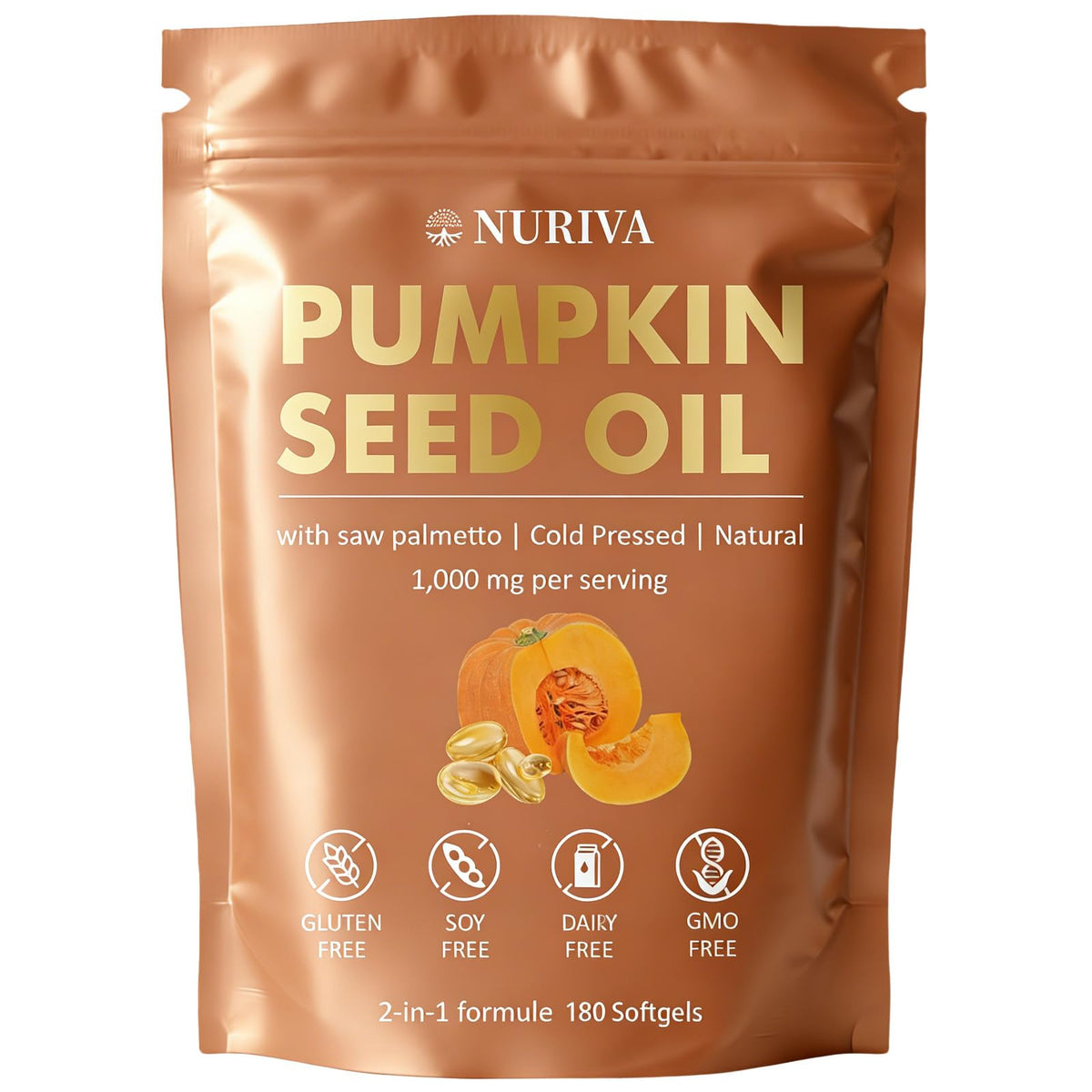 JRR huile de graines de citrouille avec saw palmetto, vue avant