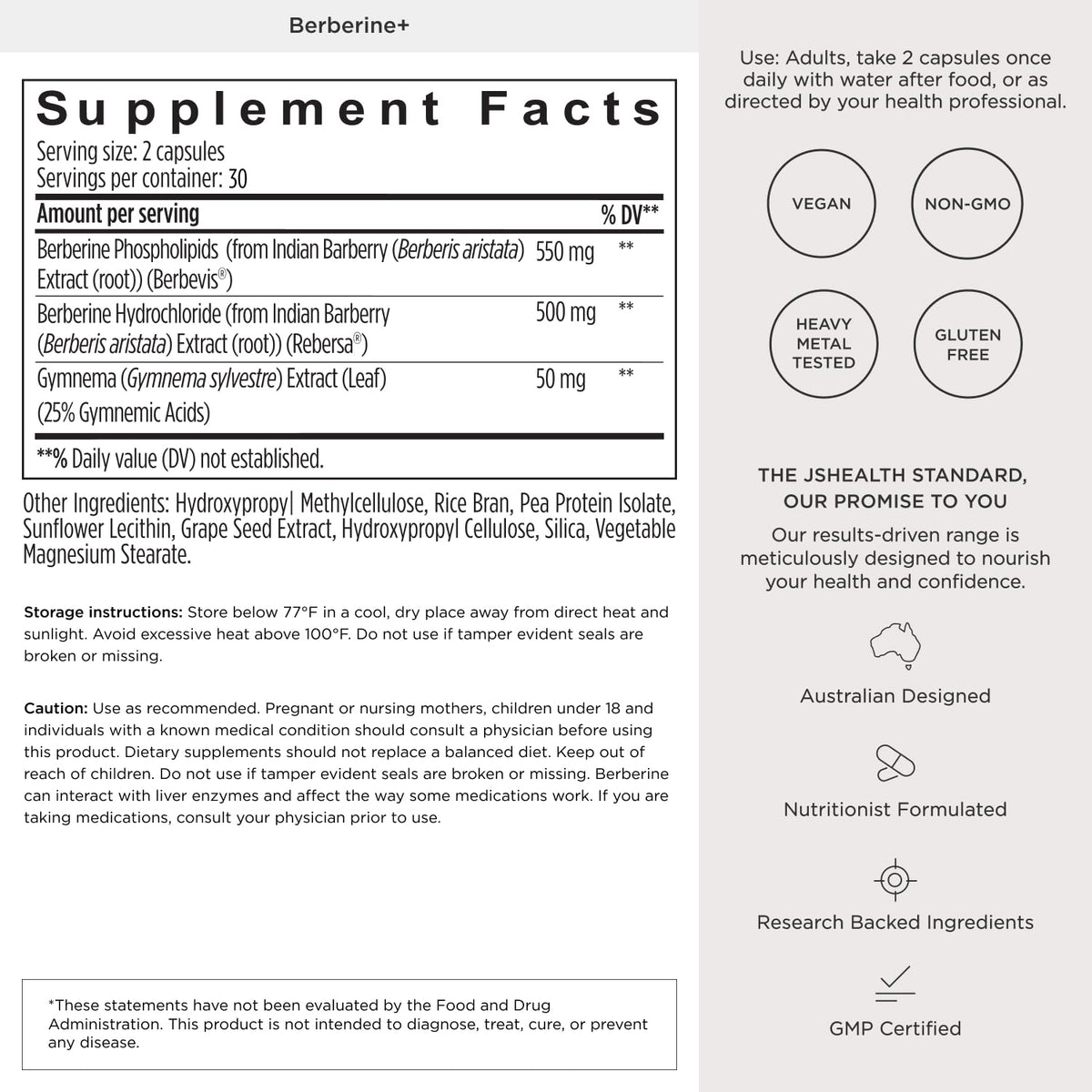 JSHealth Complément Alimentaire Berbérine 1050mg capsules dans un bol