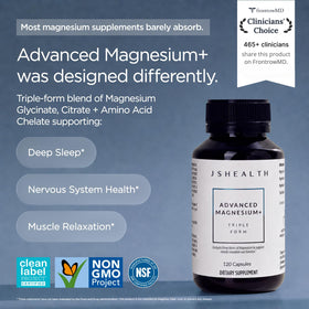 JSHealth Complément Alimentaire Magnésium 400mg - vue arrière de l'emballage