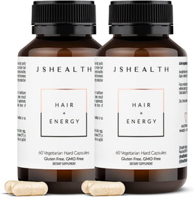 JSHealth Compléments Alimentaires Cheveux + Énergie - 60 Capsules vue de face