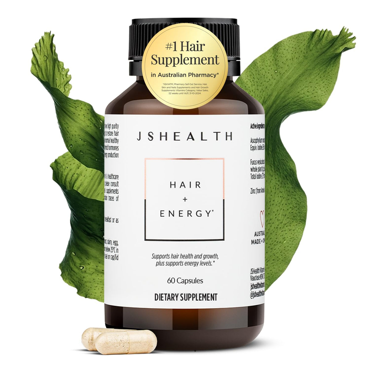 JSHealth Compléments Alimentaires Croissance Cheveux 60 capsules vue de face