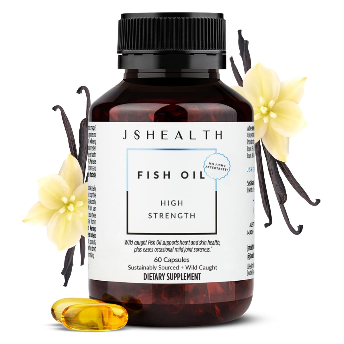 JSHealth huile de poisson forte 900mg Omega-3 capsules vue avant