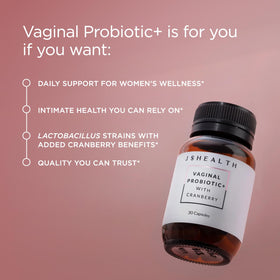 JSHealth Probiotique vaginal 30 capsules sur une table