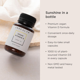 JSHealth Vitamine D3 Vegan 1000UI - boîte et comprimés
