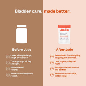 Jude Compléments Alimentaires Contrôle de Vessie 180 Capsules sur une table