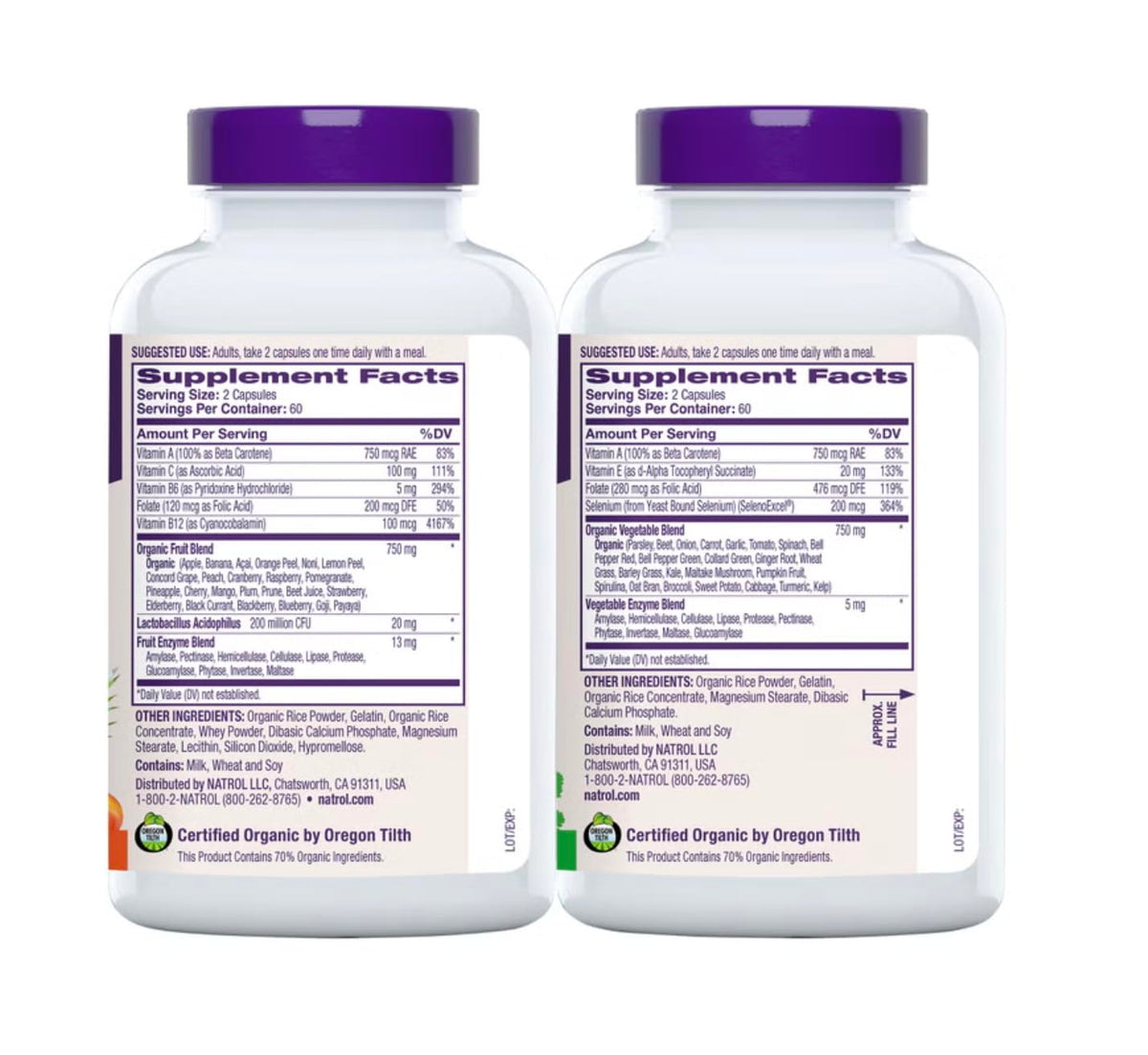 Juice Festiv 240 capsules fruits et légumes vue de côté