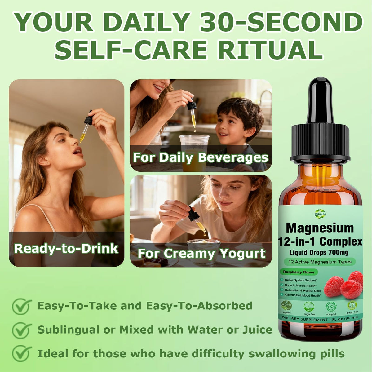 JUIWEFKK Magnésium 12 en 1 700mg étiquette détaillée