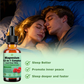 JUIWEFKK Magnésium 12 en 1 700mg gouttes dans un verre