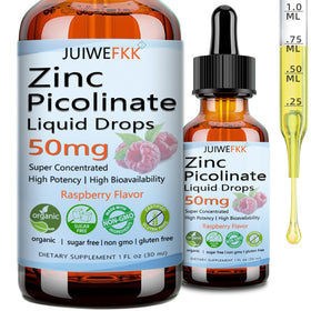 JUIWEFKK Zinc Picolinate 50mg flacon avant avec étiquette framboise