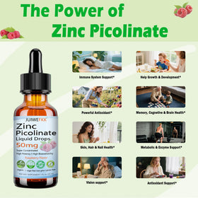JUIWEFKK Zinc Picolinate 50mg flacon ouvert montrant le liquide