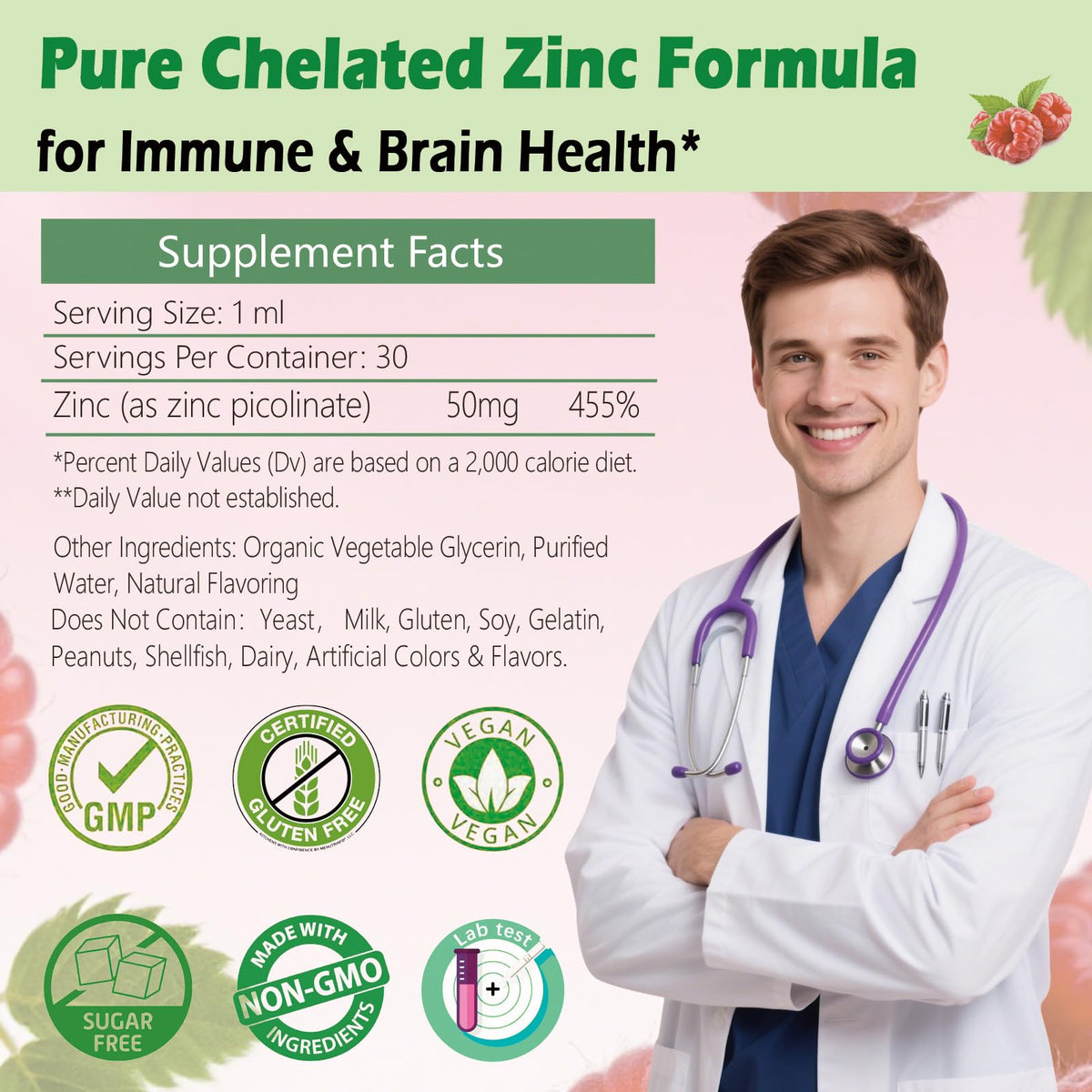 JUIWEFKK Zinc Picolinate 50mg gouttes avec verre d'eau