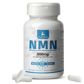 JulyDeer NMN 500mg complément alimentaire en capsules, vue de face