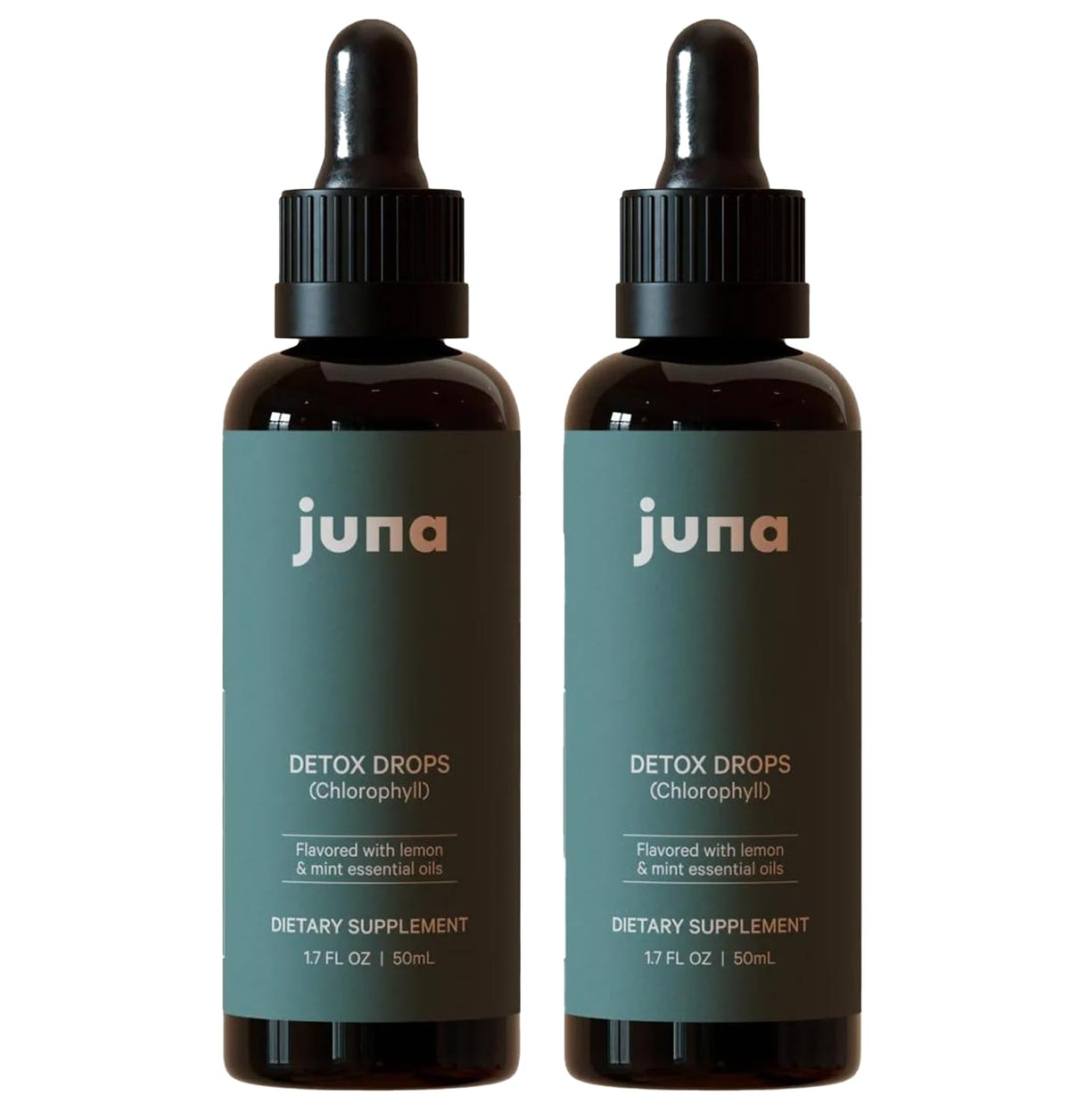 Juna Gouttes de Chlorophylle Liquide 2-Pack vue de face avec étiquettes