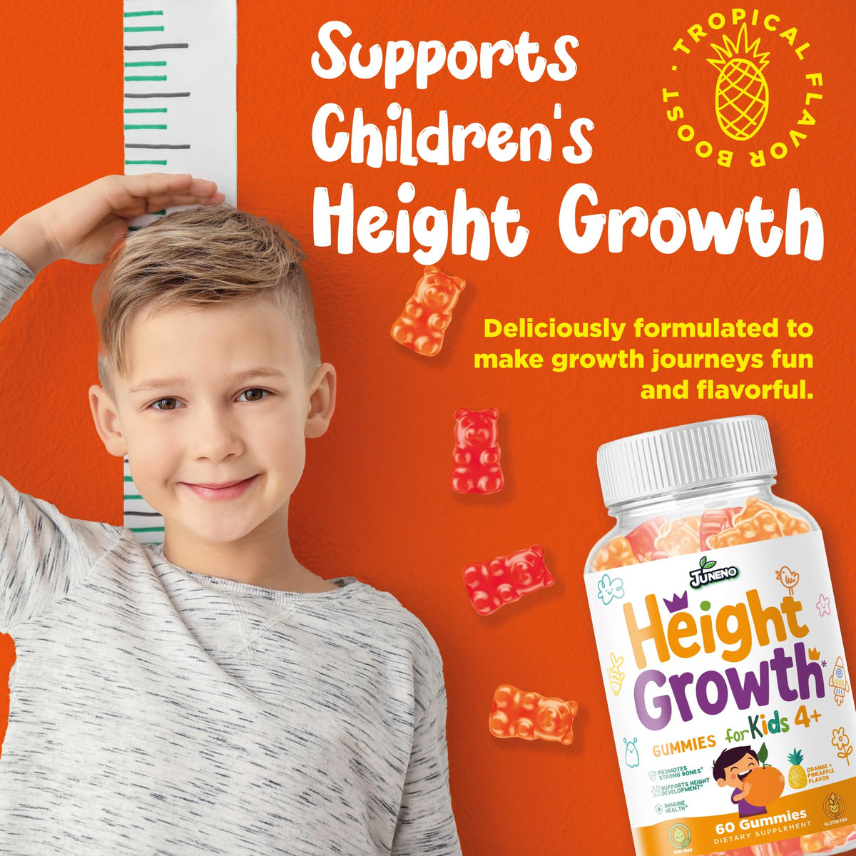 Juneno Gummies Croissance Taille 222g avec emballage