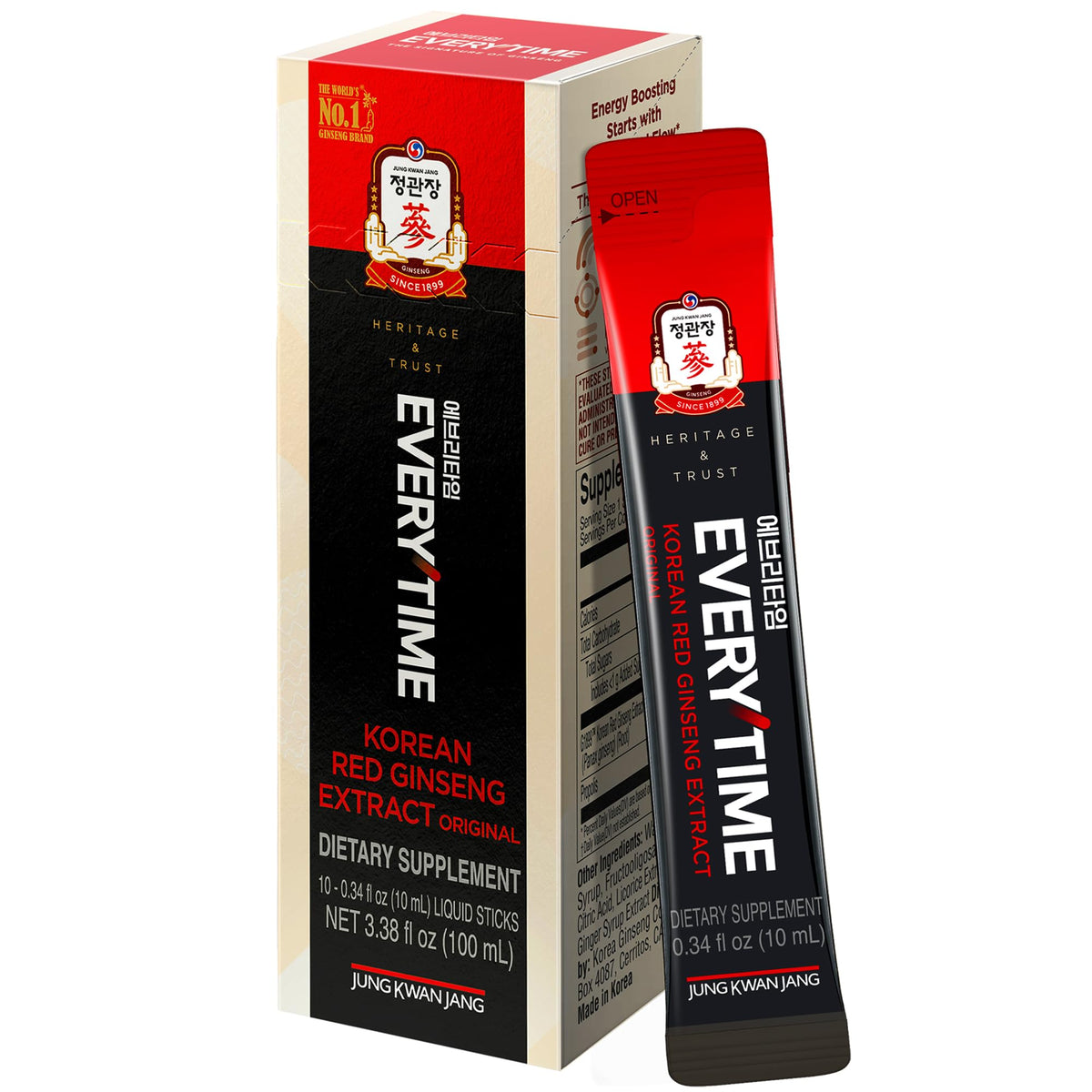JUNG KWAN JANG Extrait de Ginseng Rouge Coréen 3000mg, stick individuel