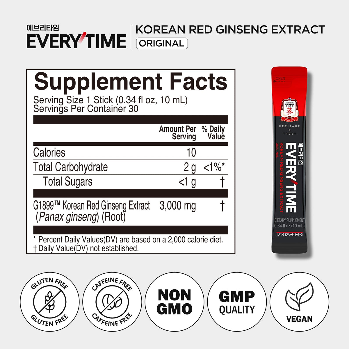 JUNG KWAN JANG Extrait de Ginseng Rouge Coréen, stick ouvert