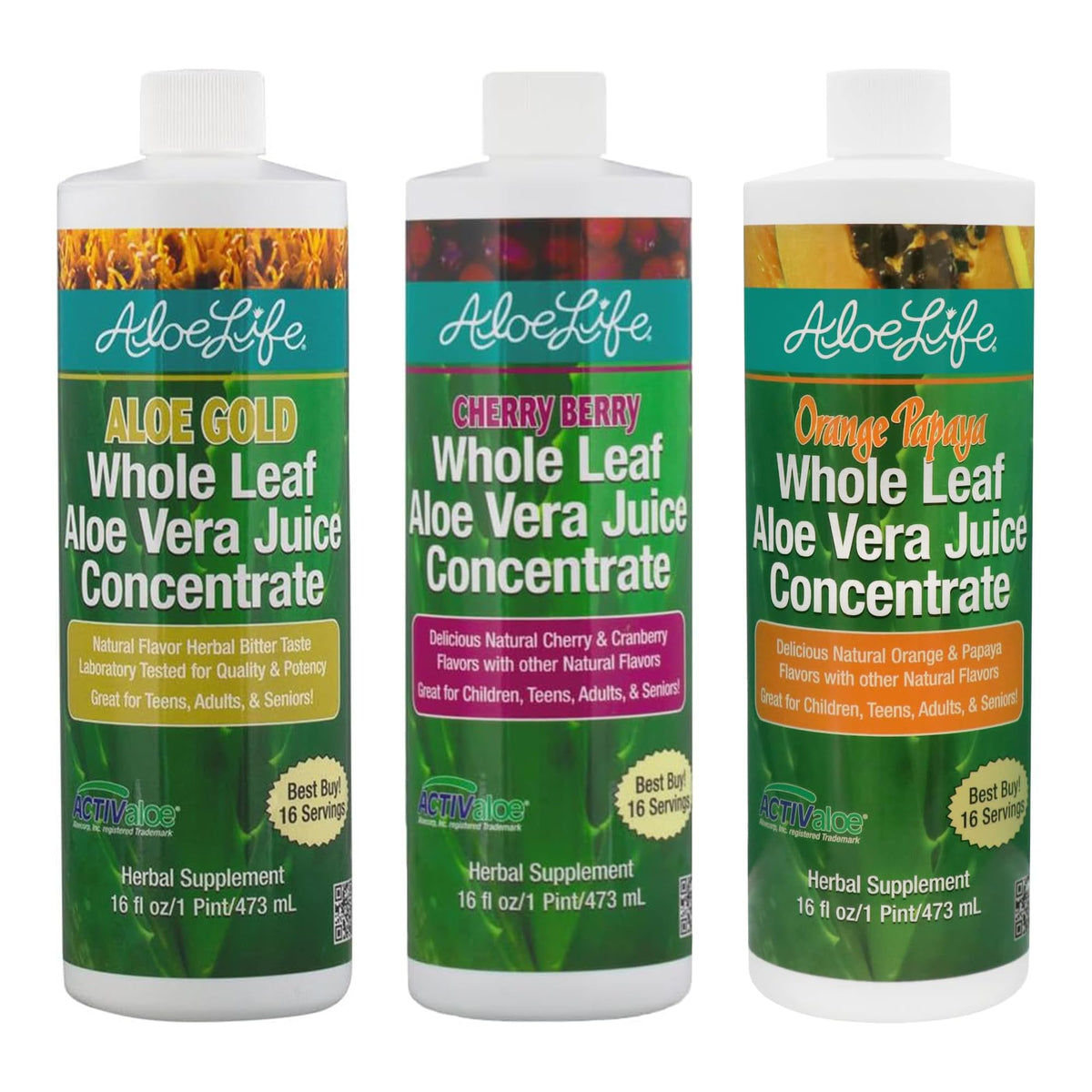 Jus d'Aloe Vera Aloe Life saveur cerise baie 16 oz