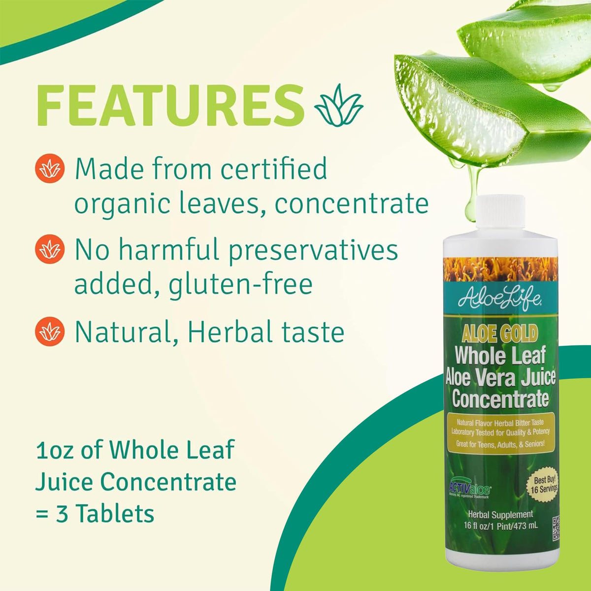 Jus d'Aloe Vera Aloe Life saveur papaye orange 16 oz