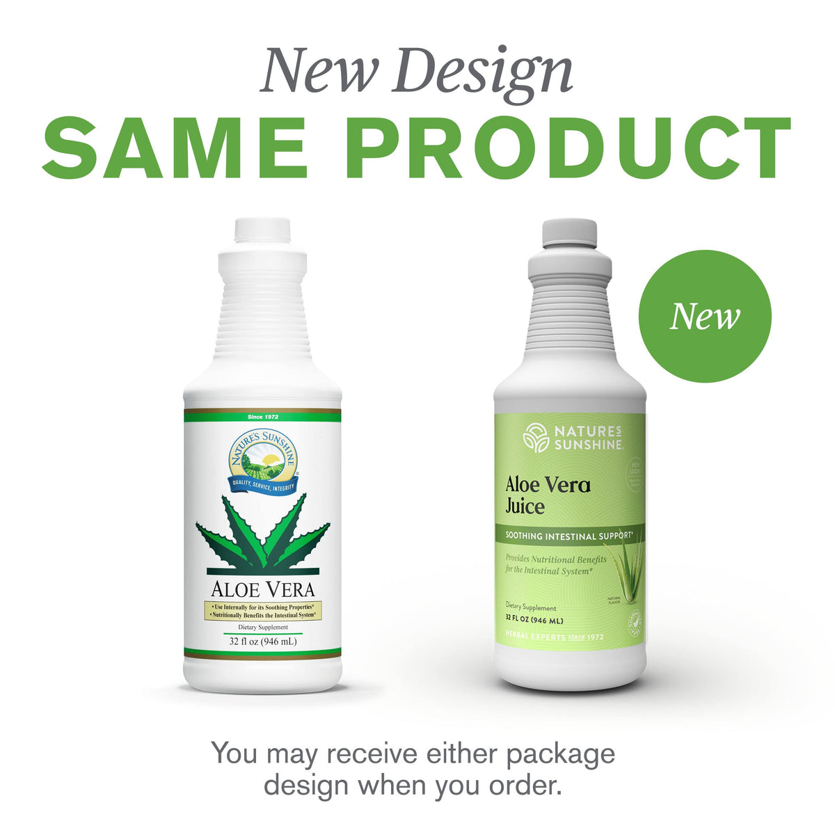 Jus d'Aloe Vera Nature's Sunshine sur table en bois
