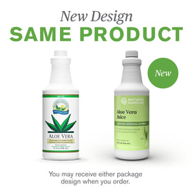 Jus d'Aloe Vera Nature's Sunshine sur table en bois