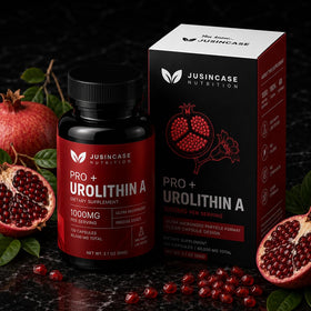 JUSINCASE NUTRITION Urolithin A PRO Capsules 1000mg sur une table