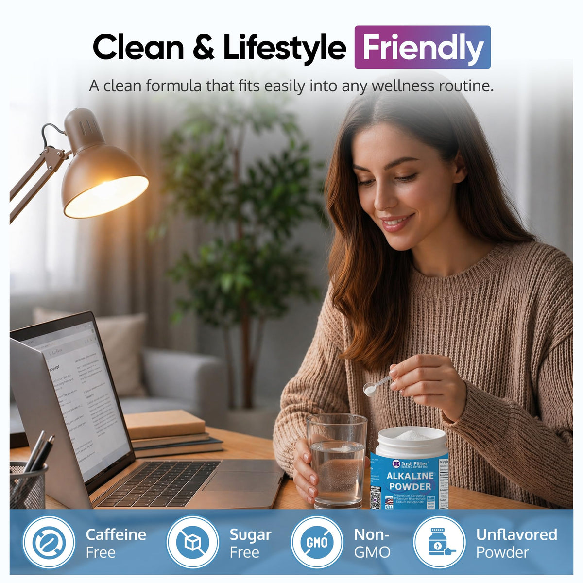 Just Fitter Poudre de Bicarbonate de Sodium 360g sur une table