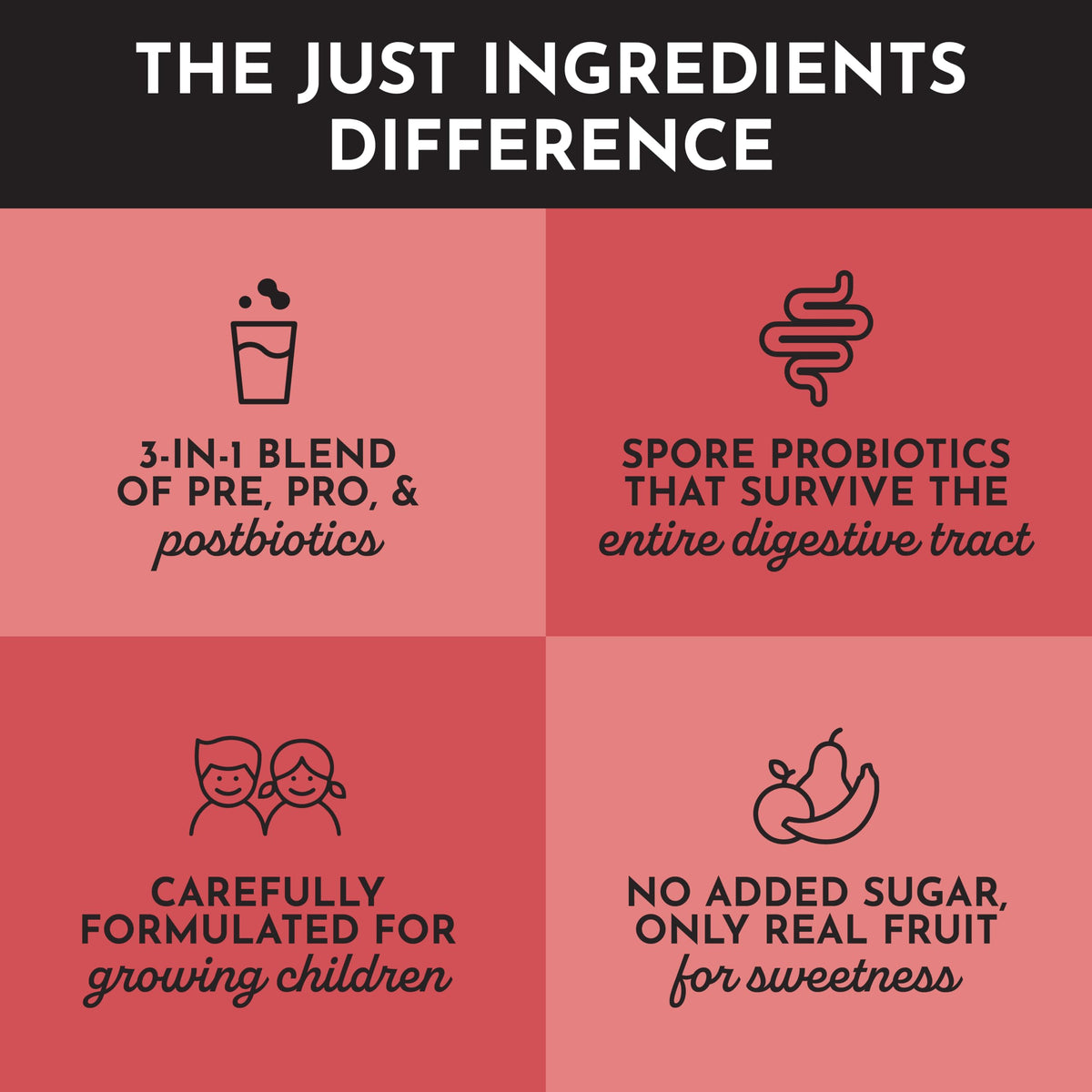 JUST INGREDIENTS Mélange Probiotique Enfants étiquette