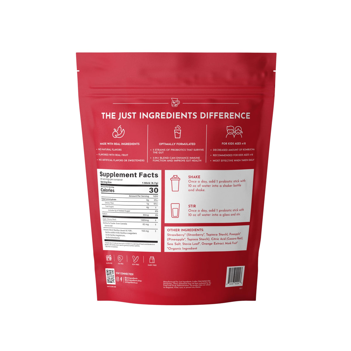 JUST INGREDIENTS Mélange Probiotique Enfants sachets arrière